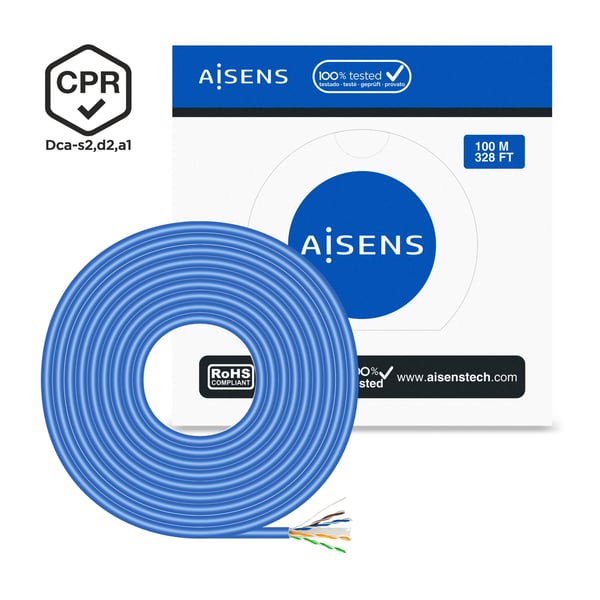 AISENS A135-0662 verkkokaapeli Sininen 100 m Cat6 U/UTP (UTP) Pyöreä