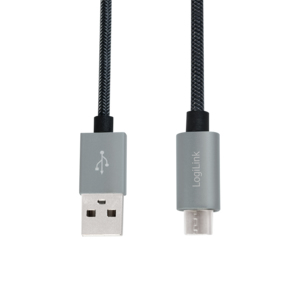 LogiLink CU0134 USB-kabel USB 2.0 2 m USB A Micro-USB B 0,48 Gbit/sek. Sort, Grå