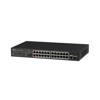 Dahua Technology PFS3125-24ET-190 verkkokytkin Hallitsematon L2 Fast Ethernet (10/100) Power over Ethernet -tuki Musta