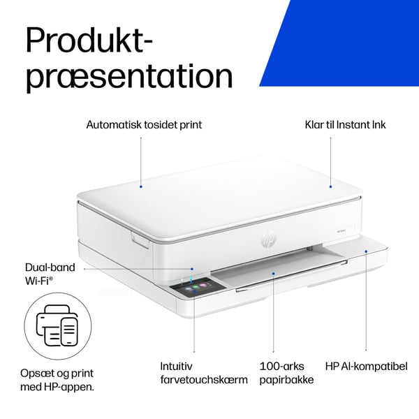 HP ENVY 6110e Trådløst All-in-One Farve Printer, Instant Ink; Fotoudskrivning