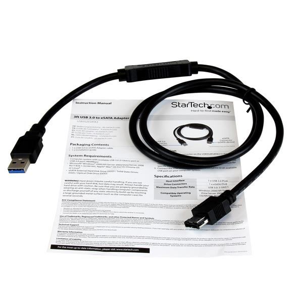 StarTech.com USB3S2ESATA3 USB-kabel 0,9 m USB A Sort