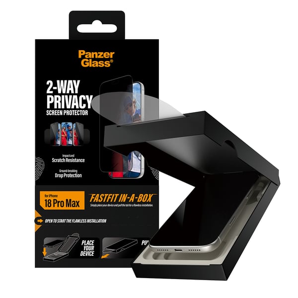 PanzerGlass ® 2-Way Privacy Screen Protector iPhone 2026 Pro Max | Ultra-Wide Fit w. FASTFIT IN-A-BOX Kirkas näytönsuoja 1 kpl