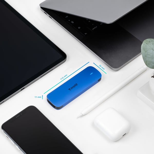 TooQ TQE-2201BL Hölje för lagringsenheter SSD-inkapsling Blå M.2