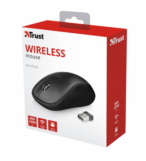 Trust Yvi Plus mus Kontor Ambidextrous RF trådløst Optisk 1600 dpi