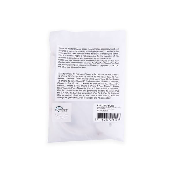 eSTUFF ES602270-BULK belysningskabel 2 m Vit