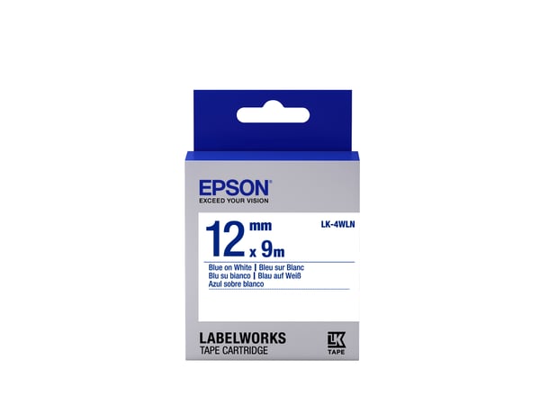 Epson Label Cartridge Standard LK-4WLN Blue/White 12mm (9m) etiketbånd Blå på hvid