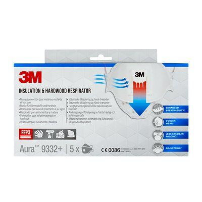 3M 9332PRO5 återanvändbart andningsskydd FFP3 Halvmask, andningsskydd Luftrenande andningsmask