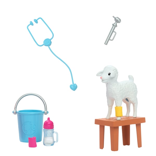 Barbie 65th Anniversary Careers-veterinärsdocka och tio tillbehör, däribland lamm med rörliga öron