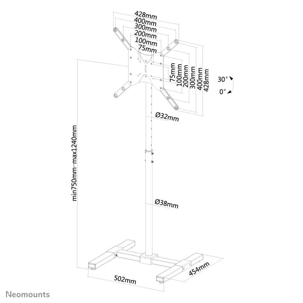 Neomounts NS-FS100BLACK kyltin näyttökiinnike 139,7 cm (55") Musta