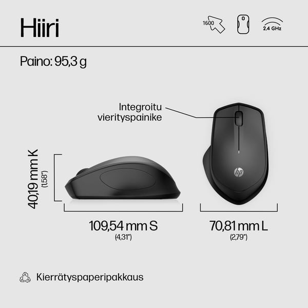 HP 280 Silent Black langaton hiiri (19U64AA)