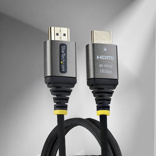 StarTech.com 50 cm högkvalitativ certifierad höghastighets-HDMI-kabel, extremt flexibel HDMI-kabel, 4K 60 Hz/1440p 144 Hz med HDR10/ARC, 18 Gbps, mycket flexibel flätad HDMI-kabel