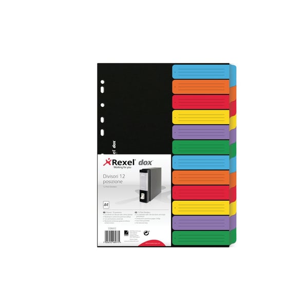 Rexel D26612 faneskiller Cirkulation (flydende) mappe Sort, Flerfarvet