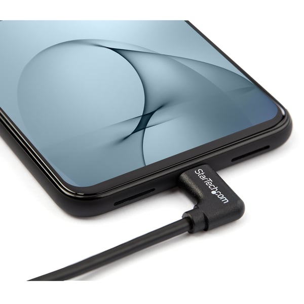 StarTech.com 1 m USB-C-laddningskabel, rätvinklad, laddning och synkronisering, 60 W (3 A) PD, USB 2.0-laddare för bärbar dator - USB C-laddningssladd