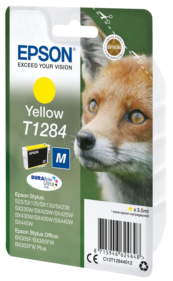 Epson Fox T1284 Kettu DURABrite Ultra, yksittäispakkaus, keltainen muste