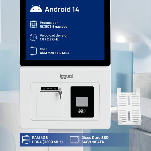 iggual ORCHID KI-27A Kiosk design 68,6 cm (27") LED Wi-Fi 250 cd/m² Fuld HD Hvid Berøringsskærm Indbygget processer Android 14
