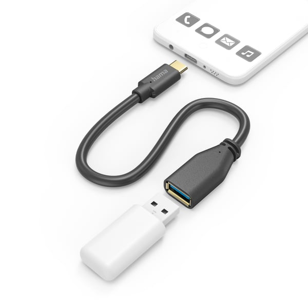 Hama 00201605 USB-kabel USB 3.2 Gen 1 (3.1 Gen 1) 0,15 m USB C USB A 5 Gbit/sek. Sort
