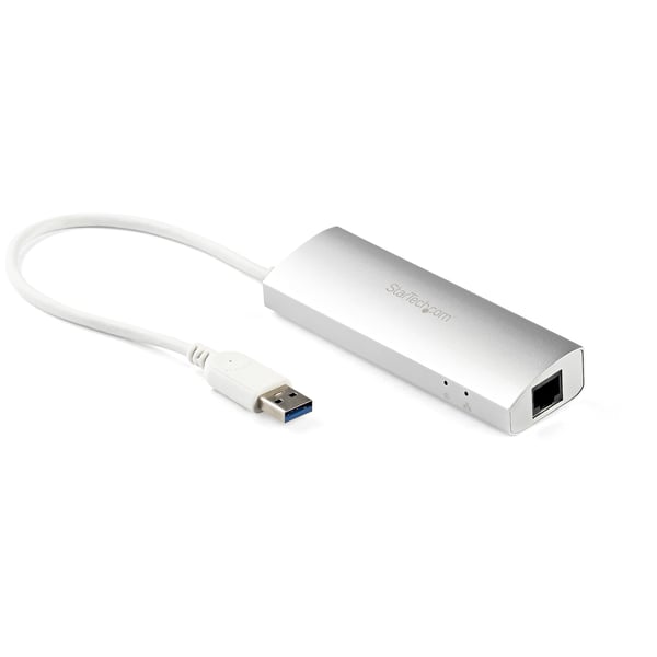 StarTech.com Bärbar USB 3.0-hubb med 3 portar plus Gigabit Ethernet - 5Gbps - inbyggd kabel