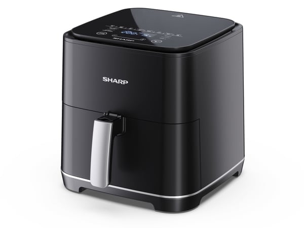 Sharp AF-GS552AE-B Yksi 5,5 L Erillinen 1650 W Kuumakiertoilmakypsennin Musta, Hopea