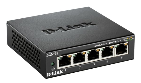 D-Link DGS-105 netværksswitch Ikke administreret L2 Gigabit Ethernet (10/100/1000) Desktop Sort