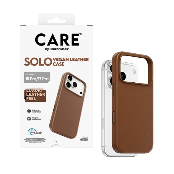PanzerGlass CARE™ by ® Solo Vegan Leather Case Brown w. MagSafe iPhone 2026 Pro | 17 Pro mobiltelefonfodral Mobilskal Brun