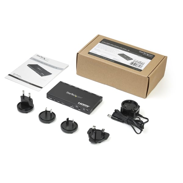 StarTech.com 2-portars HDMI-splitter (4K 60 Hz, med scaler, HDCP 2.2, EDID-emulering, 7.1 surroundljud