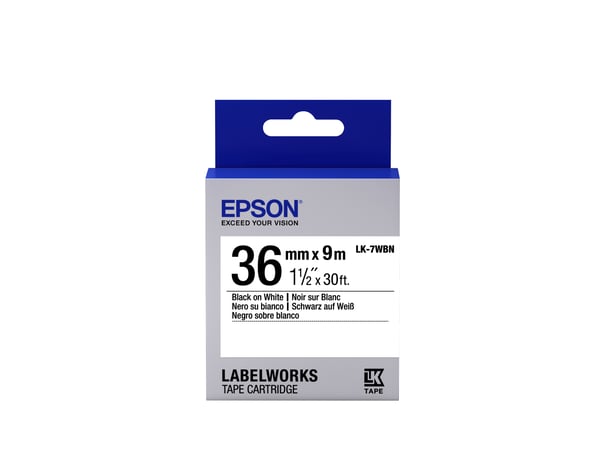 Epson etikettkassett standard – LK-7WBN std svart/vit 36/9