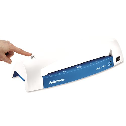 Fellowes 5742801 laminatapparat Lamineringsmaskin för kallaminering 300 mm/min Blå, Vit
