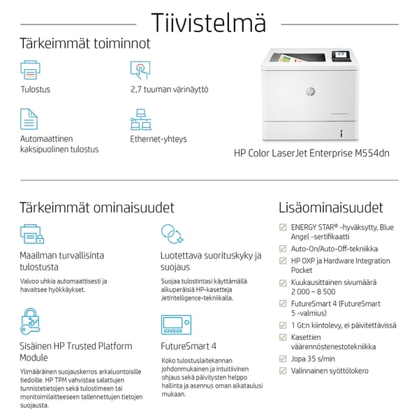 HP Color LaserJet Enterprise M554dn -tulostin
