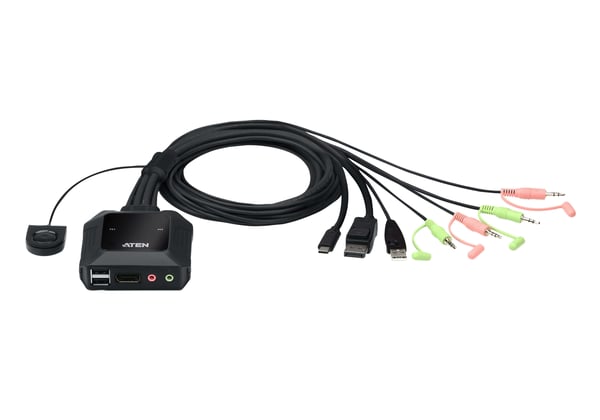 ATEN 2-portars USB-C DisplayPort Hybrid Kabel KVM-switch