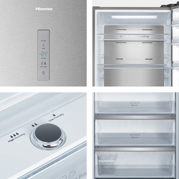 Hisense RB645N4BIE kombinerad kyl/frys Fristående 495 l Rostfritt stål