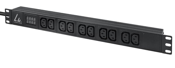Lanview LVR-3MIEC-AMP-10C13 strømforsyningsenhed (PDU) 10 AC stikkontakt(er) 1U Sort