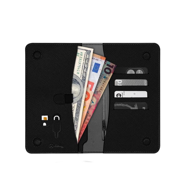 Celly Venere Passport Vikfodral Svart Konstläder