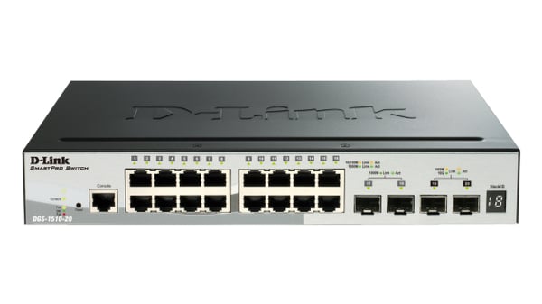 D-Link DGS-1510 hanterad L3 Gigabit Ethernet (10/100/1000) Strömförsörjning via Ethernet (PoE) stöd Svart