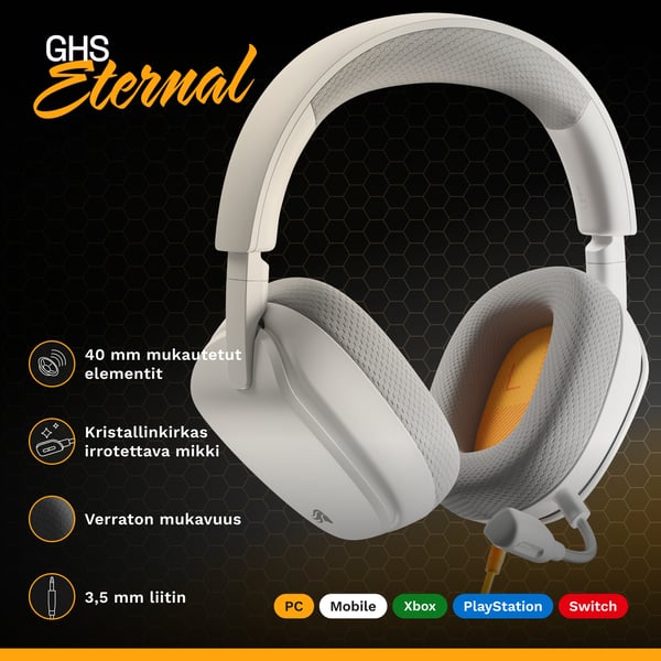 Glorious Gaming GHS Eternal Kuulokkeet Langallinen Pääpanta Pelaaminen Valkoinen