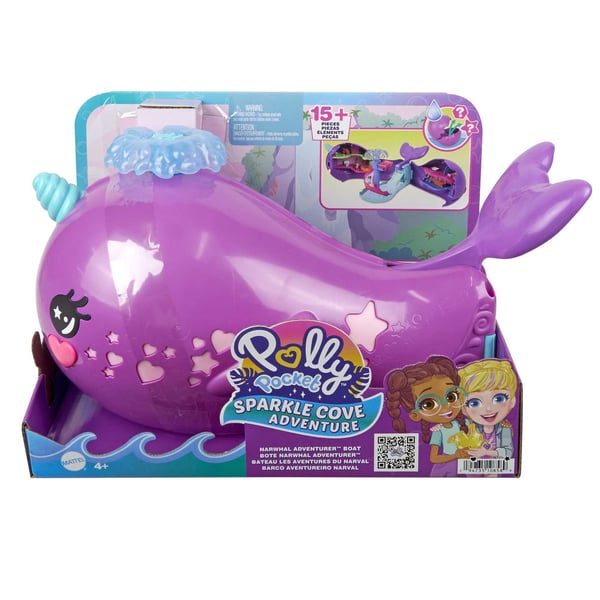 Polly Pocket SPARKLE COVE ADVENTURE NARWHAL ADVENTURER Boat