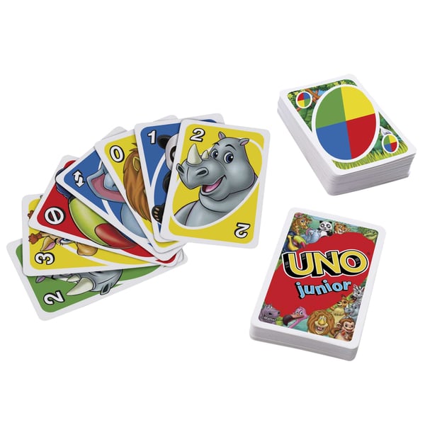 Mattel Games UNO Junior, kortspel för hela familjen för barn från 3 år och uppåt