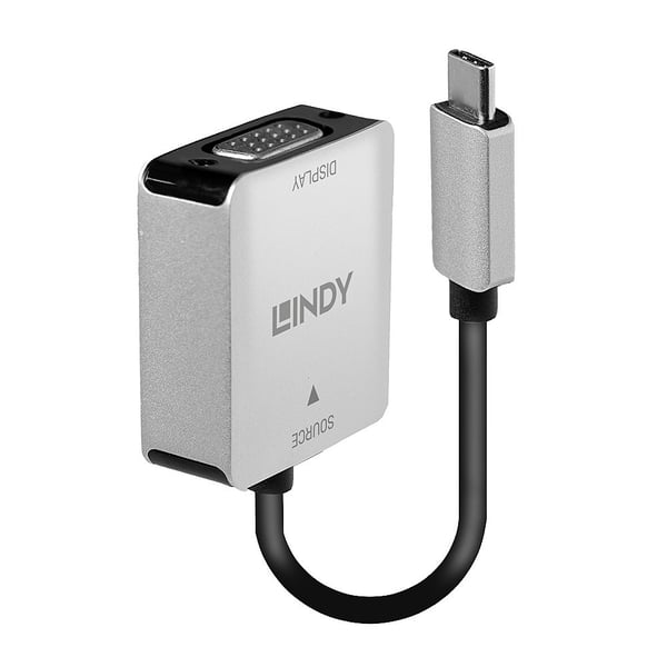 Lindy 43295 videokabel adapter 0,12 m USB Type-C VGA (D-Sub) Grå