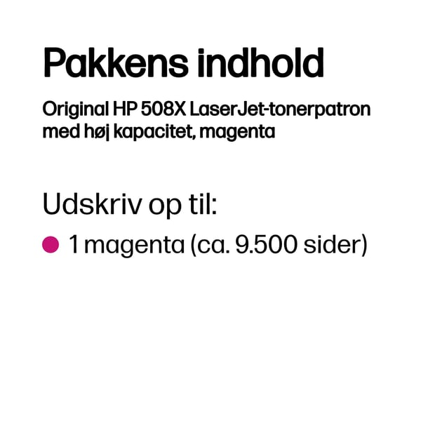 HP Original 508X LaserJet-tonerpatron med høj kapacitet, magenta