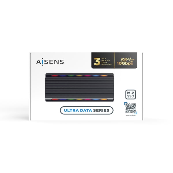 AISENS ASM2-RGB012B Hölje för lagringsenheter SSD-inkapsling Svart M.2