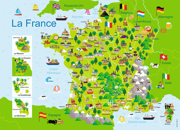 Nathan 86732 - Puzzle - Tarjeta de Francia - 100 Piezas