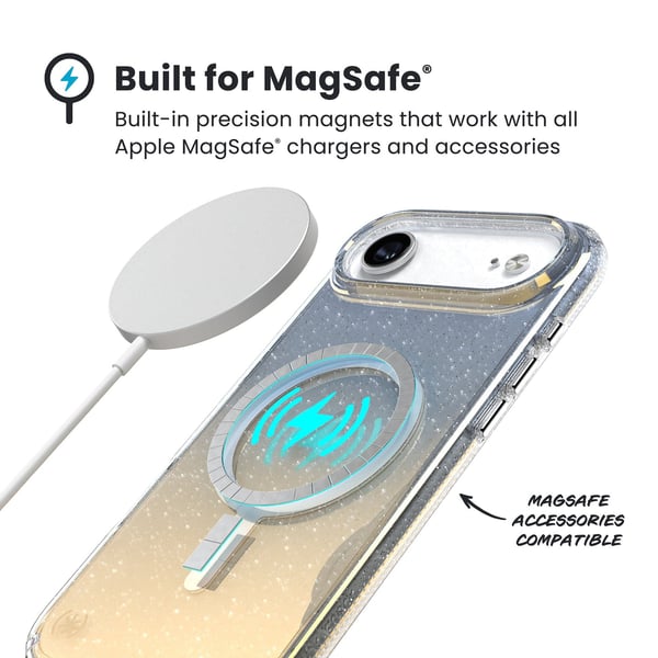 Speck Presidio Lux MagSafe - iPhone Air Cover (Hyper Mirror Glitter / Sølv Metallic)