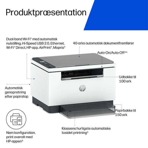 HP LaserJet M248dw Multifunction Sort og hvid Printer