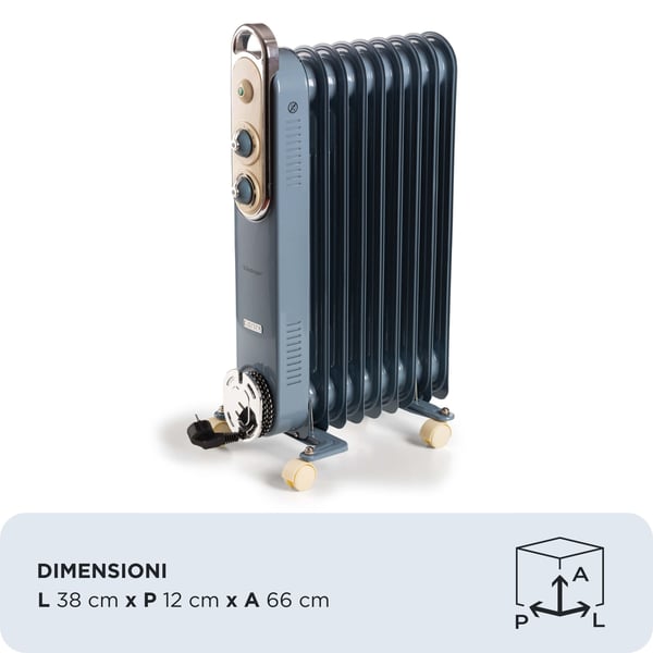 Ariete Vintage Line 8251/05 inomhus Ljusblå 2000 W Elektrisk oljevärmare
