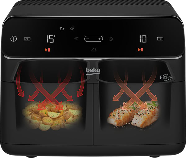 Beko FRL5388B Dobbelt 4,25 L Enkeltstående 2400 W Varmluftsteger Sort Beko FRL5388B Dobbelt 4,25 L Enkeltstående 2400 W Varmluftsteger Sort