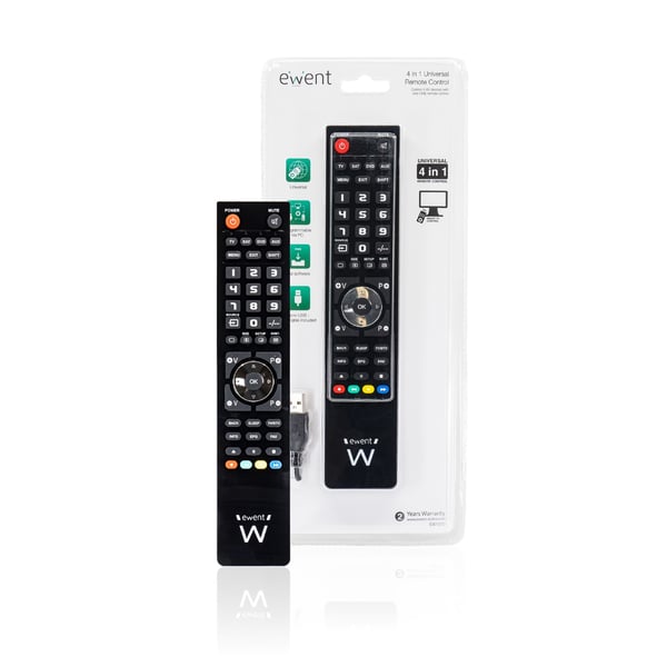 Ewent EW1570 fjernbetjening DTT, DVD/Blu-ray, Projektør, SAT, STB, Soundbar højttaler, TV, Universel, VCR Tryk på knapper