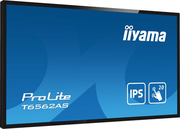iiyama T6562AS-B1 skilte display Kiosk design 163,8 cm (64.5") LED 500 cd/m² 4K Ultra HD Sort Berøringsskærm Indbygget processer Android 8.0 24/7