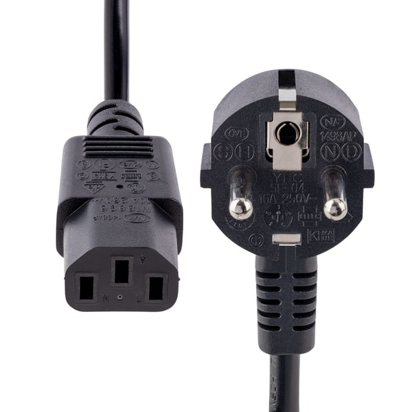 StarTech.com 1 m C13 Strömkabel, EU Schuko till C13, 10A 250V, Nätkabel - Strömkabel - power CEE 7/7
