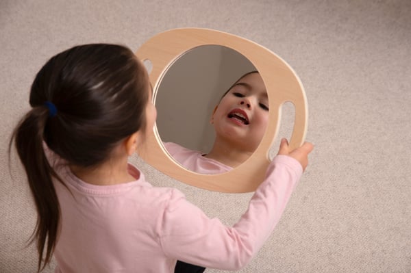 Tickit Hand Held Wooden Mirror