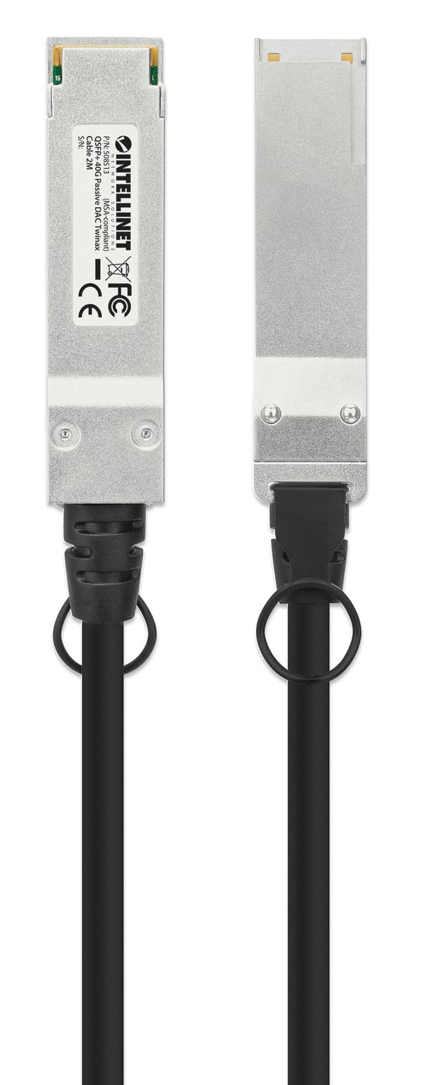 Intellinet 508513 InfiniBand og fiberoptisk kabel 2 m QSFP+ Sort, Sølv