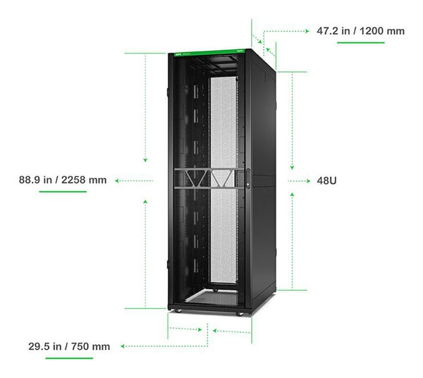 APC AR3357B2 stativ 48U Fritstående reol Sort